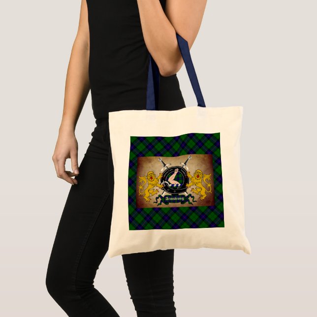 Armstrong Clan Badge & Tartan Tote Bag (Front (Product))