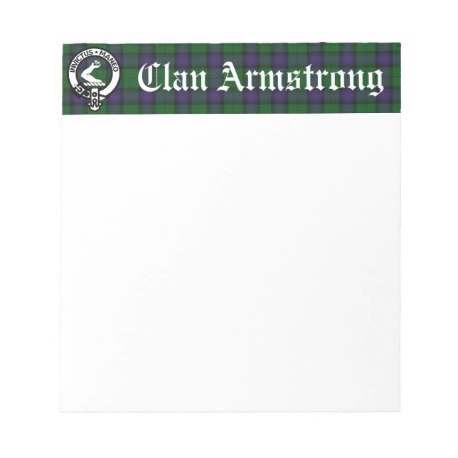 Armstrong Clan Crest Badge & Tartan Notepad (Front)