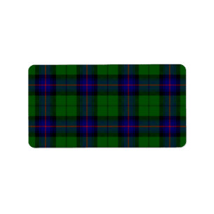 Armstrong clan tartan blue green plaid label