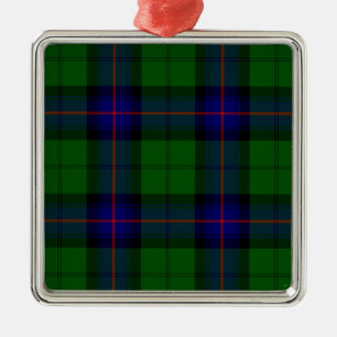 Armstrong clan tartan blue green plaid metal ornament