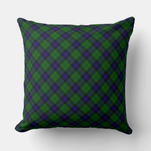 Armstrong clan tartan blue green plaid throw pillow