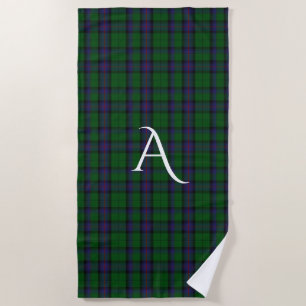 Armstrong Clan Tartan Plaid Monogram Beach Towel