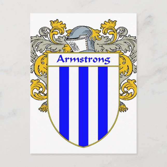 Armstrong Coat of Arms/Family Crest (Mantled) Postcard (Front)