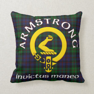 Armstrong Coat of Arms Invictus Maneo Throw Pillow
