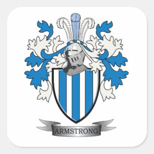 Armstrong Family Crest Coat of Arms Square Sticker
