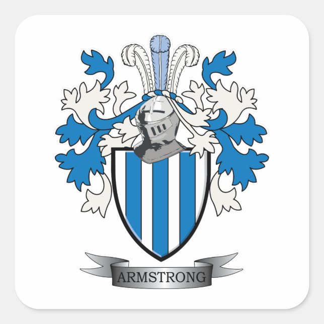 Armstrong Family Crest Coat of Arms Square Sticker (Front)