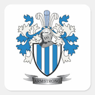 Armstrong Family Crest Coat of Arms Square Sticker