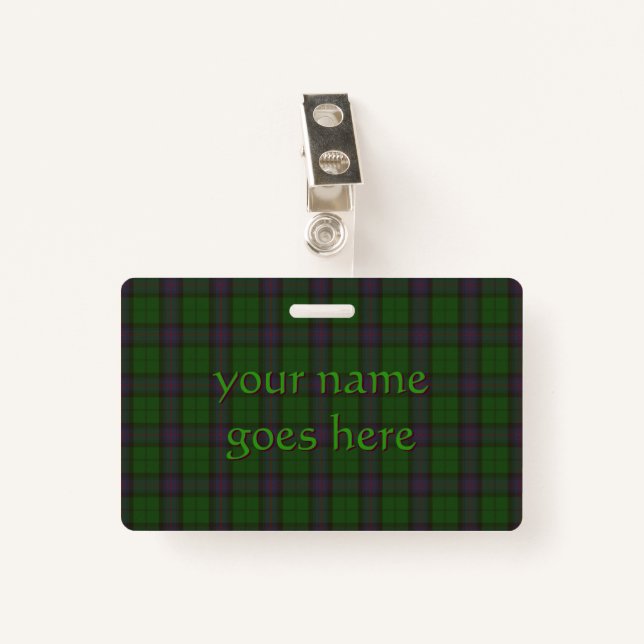 Armstrong Official Clan Tartan with your name Badge (Front with Clip)