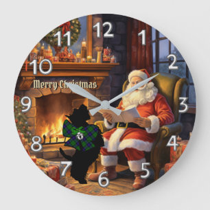 Armstrong Scottie Dog & Santa Personalized Xmas Large Clock