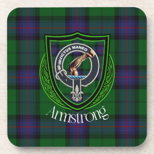 Armstrong Scottish Clan Tartan & Crest Coaster