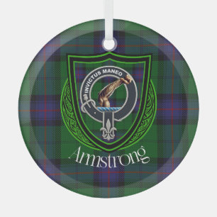 Armstrong Scottish Clan Tartan & Crest Glass Ornament