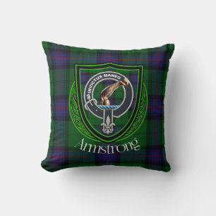 Armstrong Scottish Clan Tartan & Crest Throw Pillow