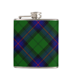 Armstrong tartan blue and green plaid hip flask