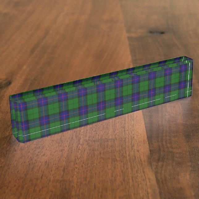 Armstrong tartan blue and green plaid nameplate (Side)