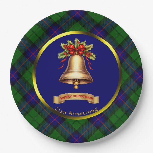Armstrong Tartan Personalized Christmas Paper Plate (Front)