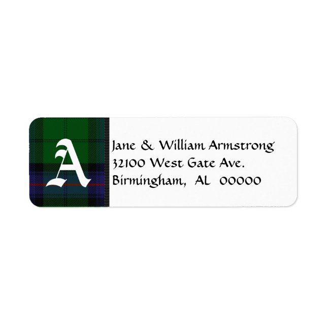 Armstrong Tartan Plaid Monogram Address Labels (Front)