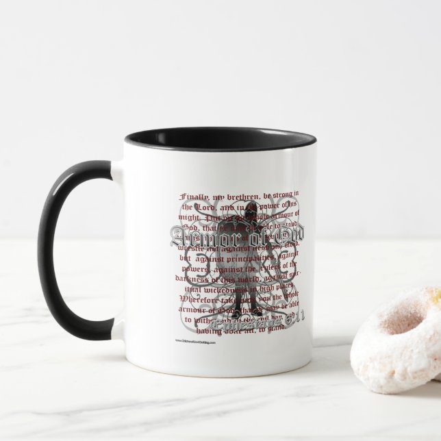 Armure de Dieu Bible chrétienne Verse Steel Mug (Avec donut)