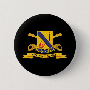 Army - 14th Cavalry Regiment w Br - Ribbon 2 Inch Round Button