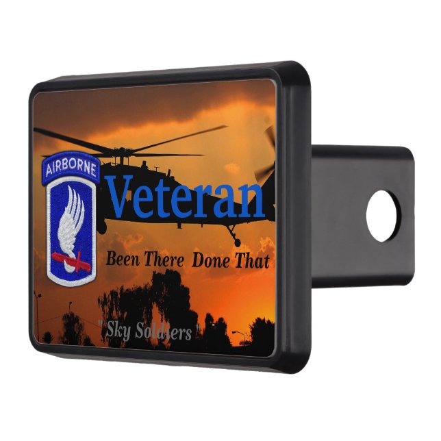 army 173rd airborne sky soldiers veterans vets trailer hitch cover (Left)