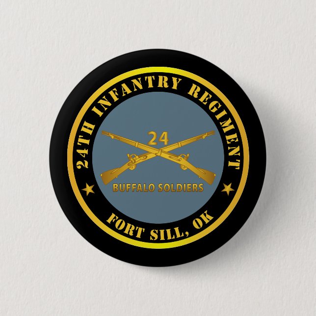 Army - 24th Infantry Regiment - Fort Sill, OK - Bu 2 Inch Round Button (Front)
