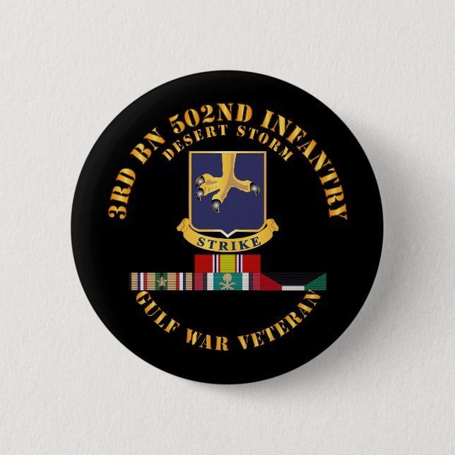 Army - 3rd Bn 502nd Infantry - Desert Storm w Svc 2 Inch Round Button (Front)