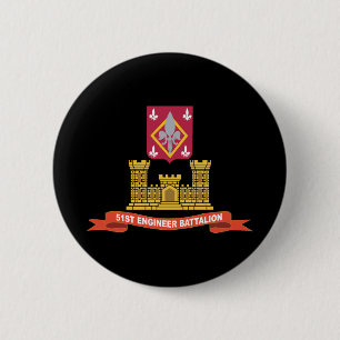 Army - 51st Engineer Battalion w Br - Ribbon 2 Inch Round Button
