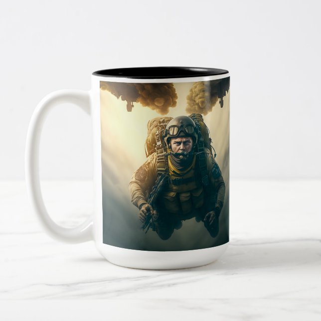 Army 82nd Airborne Soldier Two-Tone Coffee Mug (Left)