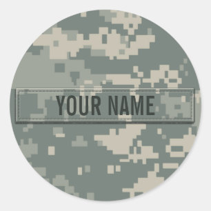 Army ACU Camouflage Customizable Classic Round Sticker