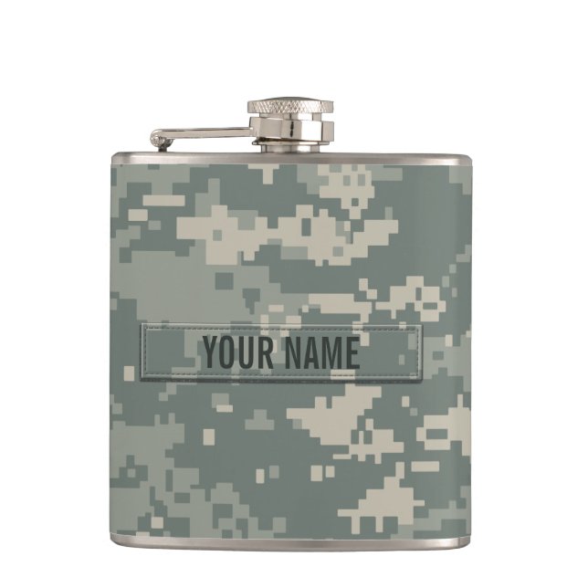 Army ACU Camouflage Customizable Hip Flask (Front)