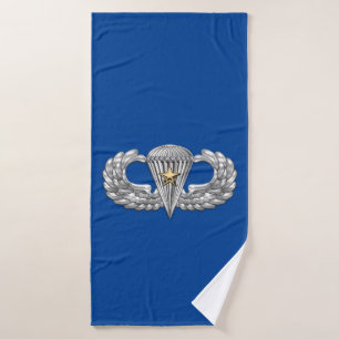 Army Airborne Basic Parachutist with Combat Star Bath Towel