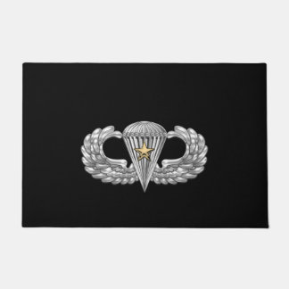 Army Airborne Basic Parachutist with Combat Star Doormat