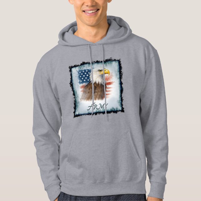 Army American Flag & Eagle Hoodie (Front)