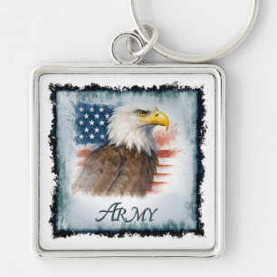 Army American Flag & Eagle Keychain