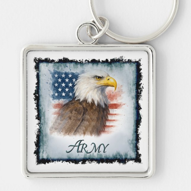 Army American Flag & Eagle Keychain (Front)