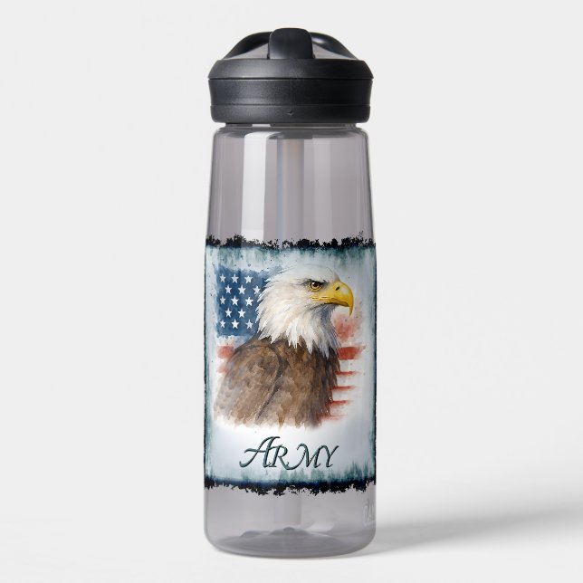 Army American Flag & Eagle Water Bottle (Front)