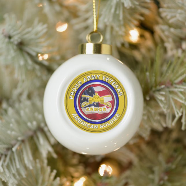 Army Armor Veteran Christmas Ceramic Ball Christmas Ornament (Tree)