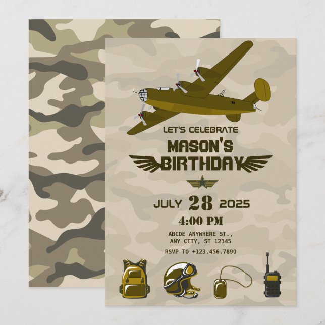 Army birthday  invitation (Front/Back)