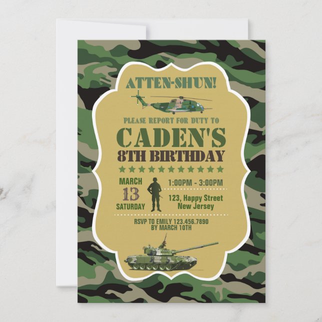 Army Birthday Invitation (Front)