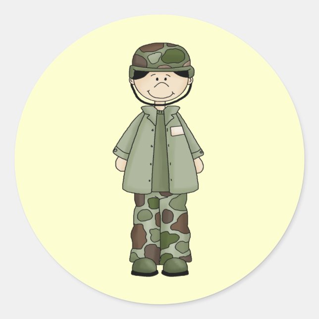 Army Boy Classic Round Sticker (Front)