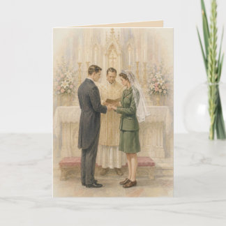 Army Bride Catholic Wedding Invitation