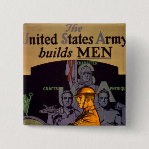 Army Builds MEN 2 Inch Square Button