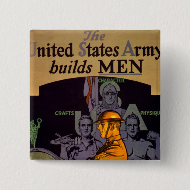 Army Builds MEN 2 Inch Square Button (Front)