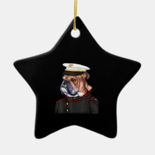 Army Bulldog Military Armed Dog Dad Mom Gift Ceramic Ornament