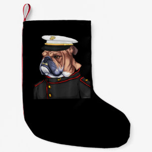 Army Bulldog Military Armed Dog Dad Mom Gift Small Christmas Stocking