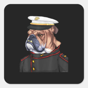 Army Bulldog Military Armed Dog Dad Mom Gift Square Sticker