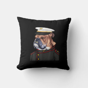 Army Bulldog Military Armed Dog Dad Mom Gift Throw Pillow