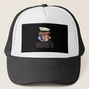 Army Bulldog Military Armed Dog Dad Mom Gift Trucker Hat