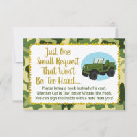 Army Camo Baby Shower Bring A Book Card