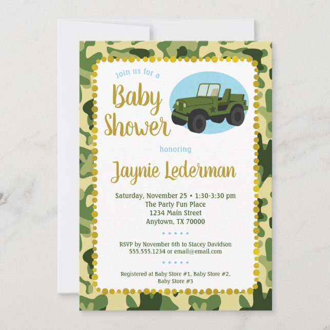 Army Camo Baby Shower Invitation (Front)