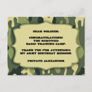 Army Camo Birthday party thank you note Postcard